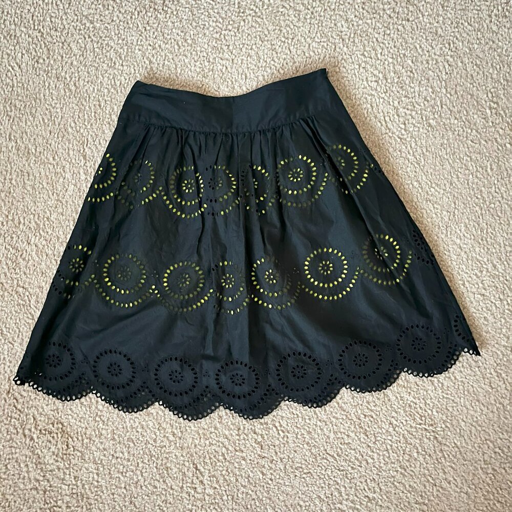INC International Concepts Cotton Black Cut Out Scalloped Skirt Size 4